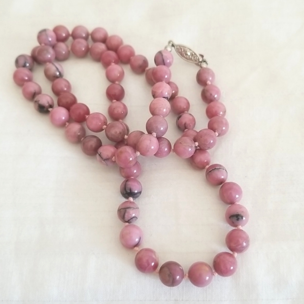 Silver Rhodonite Stone Necklace - Picture 2 of 5